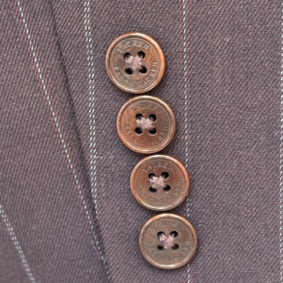 Lauren Ralph Lauren Pinstripe Wool Blazer Brown Academia Preppy Office 10P - Picture 9 of 12